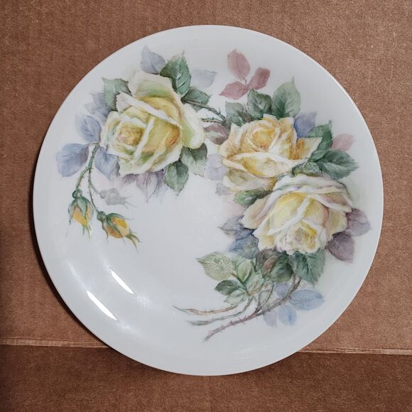 P.T. Bavaria Tirschenreuth Germany Porcelain Salad Plate Floral Yellow Rose 7.5" - Picture 1 of 3